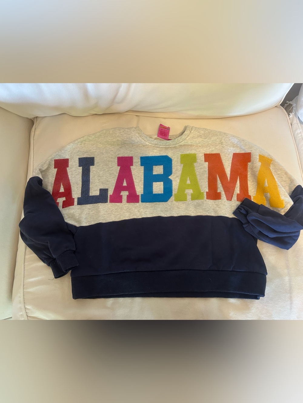 New! QUEEN OF SPARKLES Alabama Colorblock Sweatshirt lg sleeve Southern Preppy